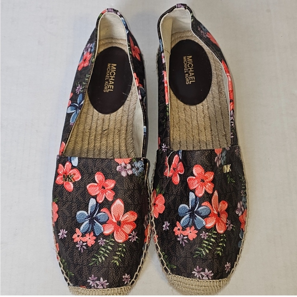 Michael Kors Kendrick Slip On Brown Floral Espadrilles